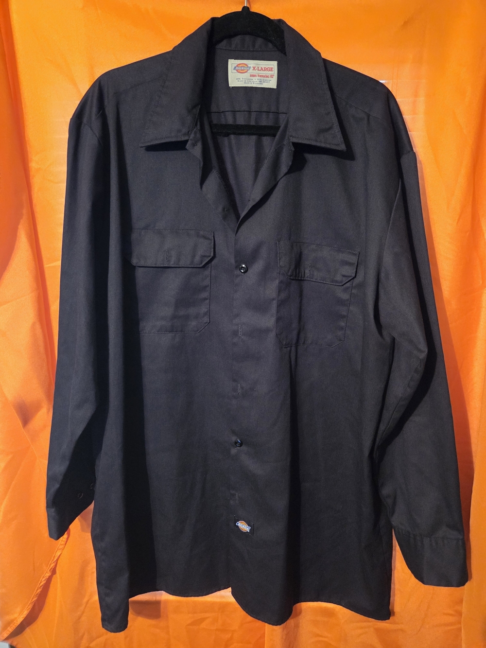 Dickies Men's Navy Long Sleeve Button-Down Work Shirt